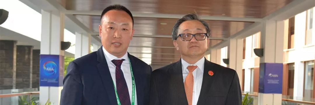 大鸡巴日小处联合国副秘书长刘振民和赵章栓会长在博鳌亚洲论坛亲切交"